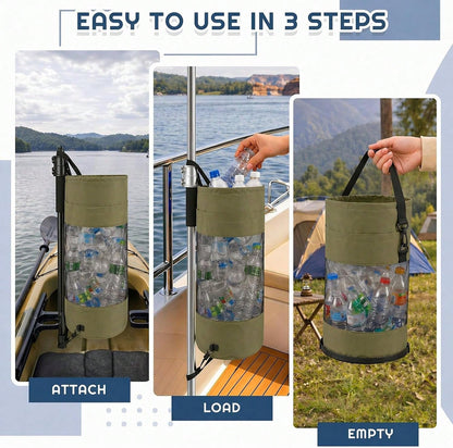 Gersoniel Portable Boat Trash Bags Boat Accessories Container Outdoor Medium Hoop Mesh Trash Bags Reusable Garbage Container Cabin Storage For Men