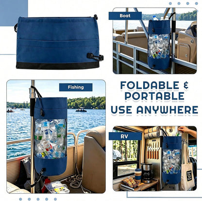 Gersoniel Portable Boat Trash Bags Boat Accessories Container Outdoor Medium Hoop Mesh Trash Bags Reusable Garbage Container Cabin Storage For Men