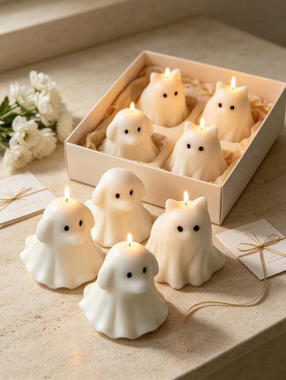 Ghost Dog Or Cat Candle Mold, Suitable For Making Cute Candles And Autumn/Thanksgiving Themed Scented Tea Lights; Can Be Used For Candle Making, Aromatherapy, Handmade Soap Making, Home Decor, Holiday