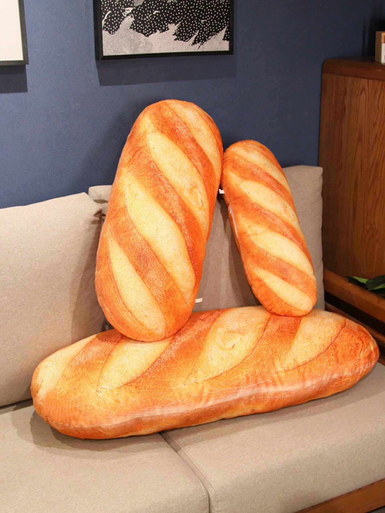 Giant Plush Bread Pillow, Soft Butter Toast Bread Shaped Cushion, Lumbar Pillow, Filled, Home Decor Holiday Gift