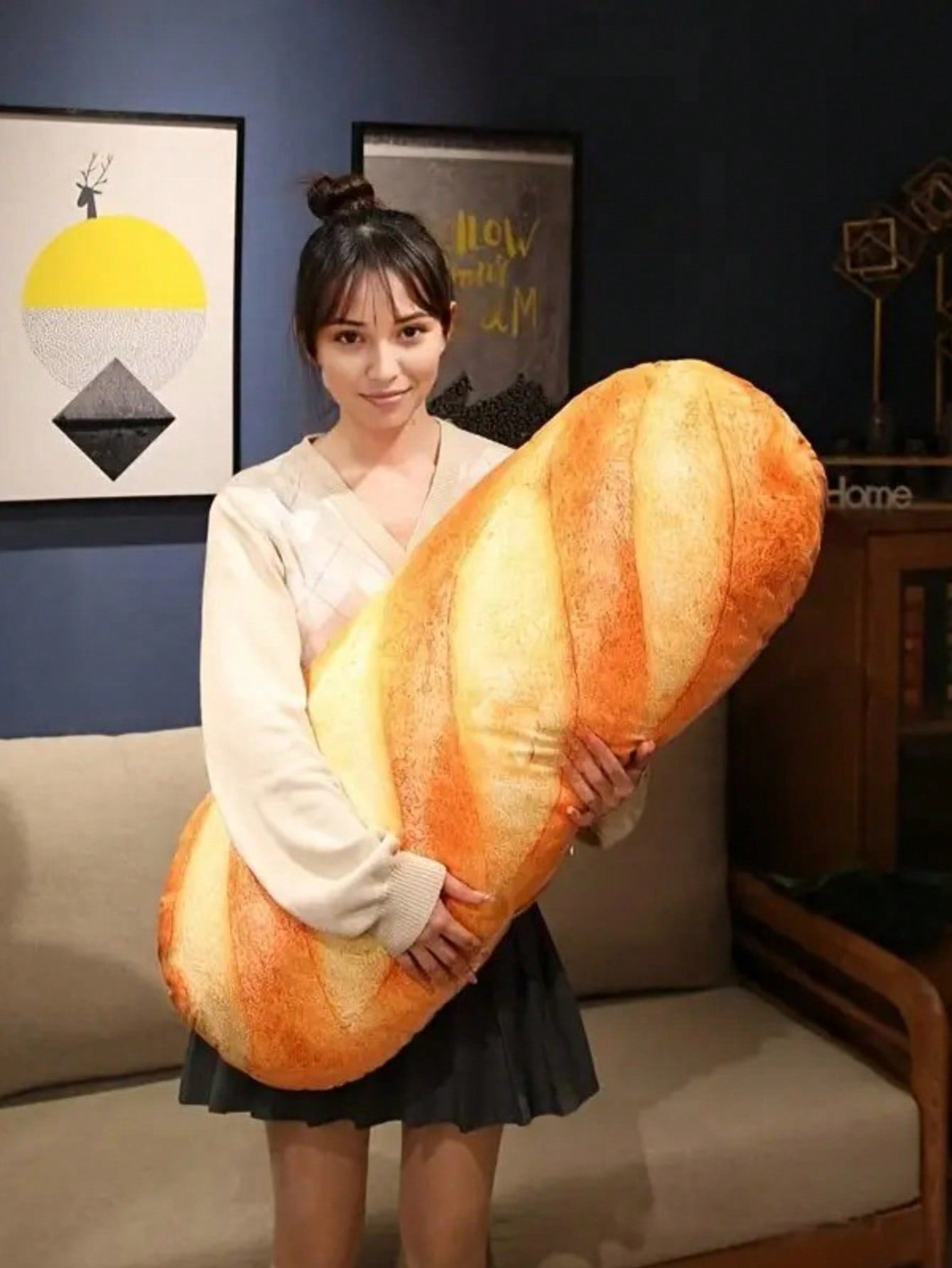 Giant Plush Bread Pillow, Soft Butter Toast Bread Shaped Cushion, Lumbar Pillow, Filled, Home Decor Holiday Gift