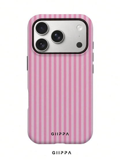 GIIPPA Pink & White Striped Phone Case, Compatible With IPhone 17/16/15/14/13/12/11 Pro Max