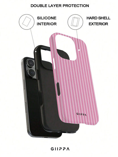 GIIPPA Pink & White Striped Phone Case, Compatible With IPhone 17/16/15/14/13/12/11 Pro Max