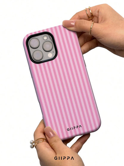 GIIPPA Pink & White Striped Phone Case, Compatible With IPhone 17/16/15/14/13/12/11 Pro Max