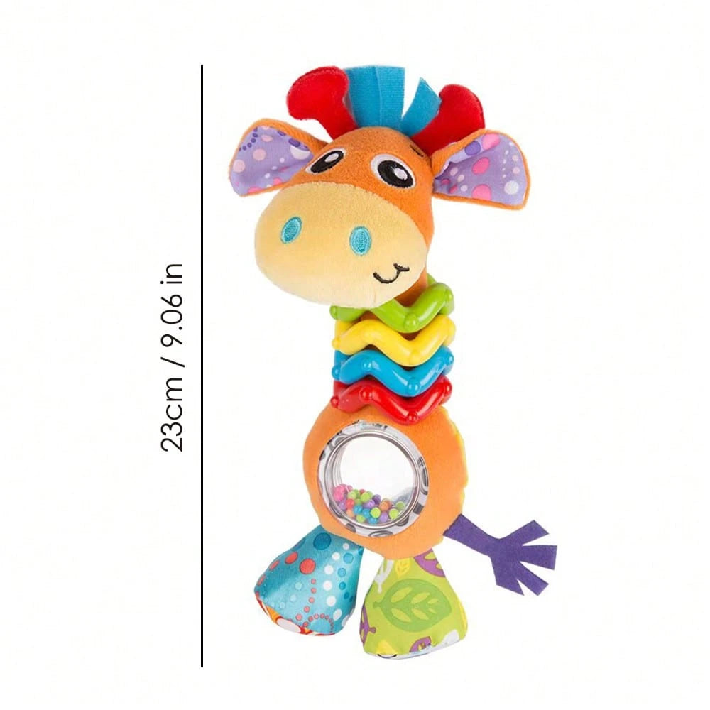 Giraffe Baby Rattle Toy- Soft Plush Teether With Rattle Ring And Crinkle Paper, Sensory Development, Educational Toy For 0-12 Months Infants
