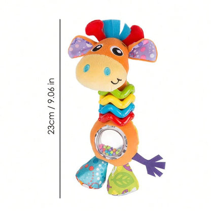 Giraffe Baby Rattle Toy- Soft Plush Teether With Rattle Ring And Crinkle Paper, Sensory Development, Educational Toy For 0-12 Months Infants
