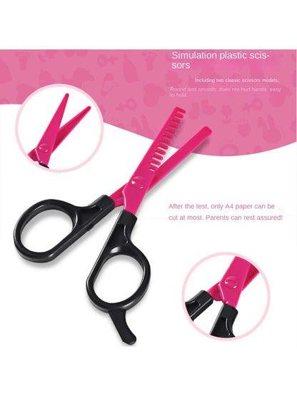 Girls Beauty Salon Pretend Play Set, Includes Hair Dryer Toy, Scissors, Haircutting Apron And Styling Accessories