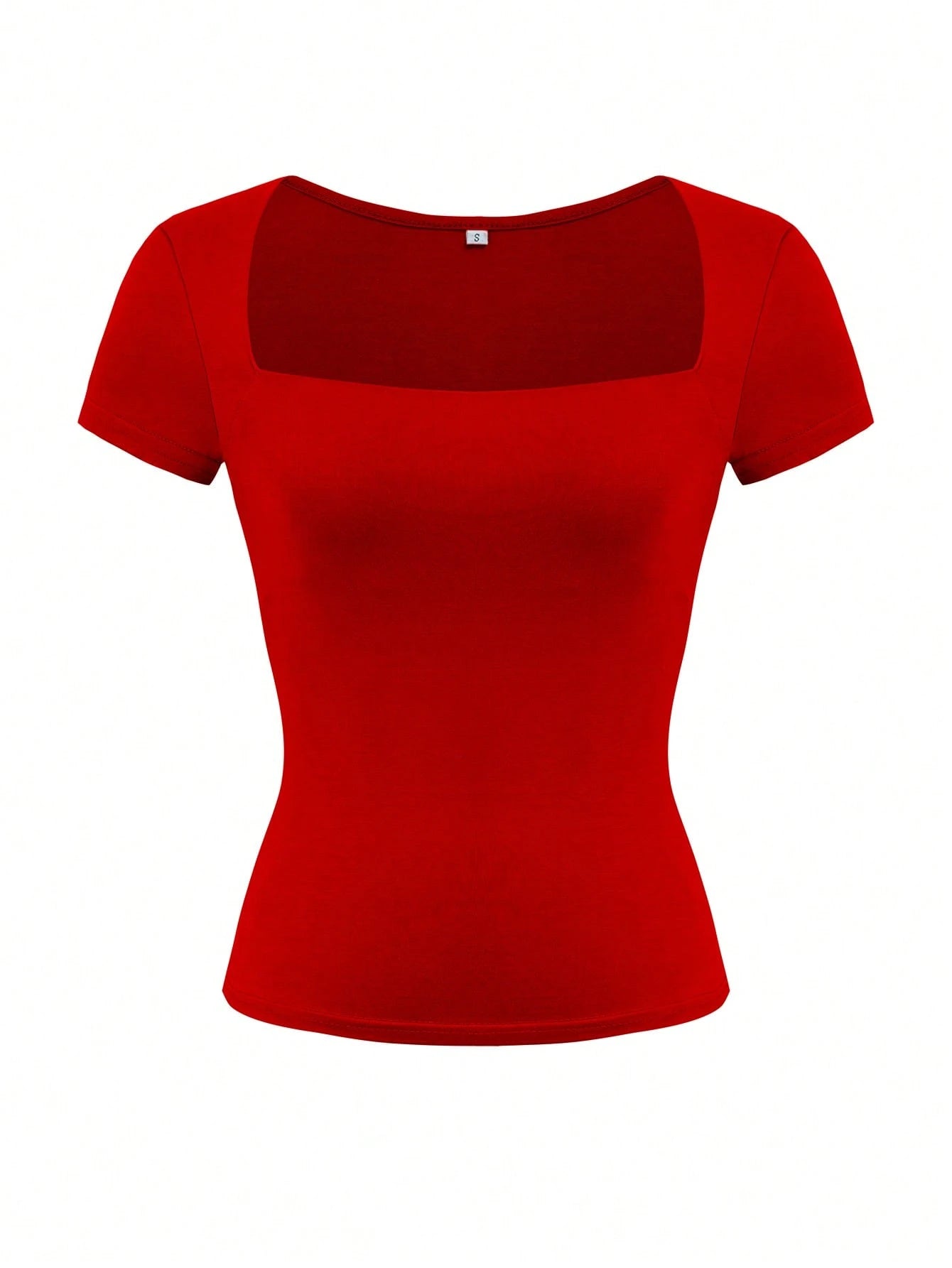 GLAMSKIN Women's Summer/Autumn Basic Solid Color Square Neck Short Sleeve Cropped T-Shirt, Y2K Sexy Slim Fit Casual Top, Back To School, Outing, Daily Streetwear