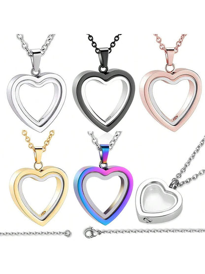Glass Cremation Jewelry Necklace For Ashes Heart Memorial Lockets For Ashes Stainless Steel Keepsake Urn Ashes Pendants Valentine's Day Gift