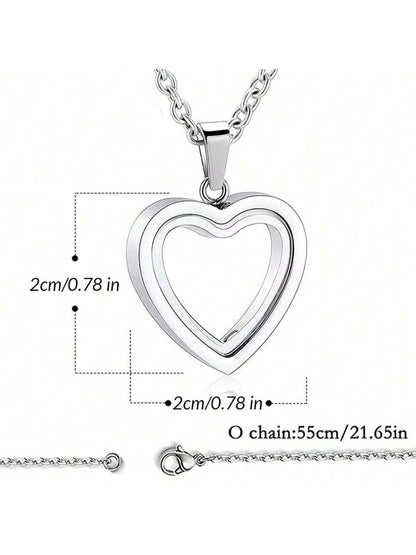 Glass Cremation Jewelry Necklace For Ashes Heart Memorial Lockets For Ashes Stainless Steel Keepsake Urn Ashes Pendants Valentine's Day Gift