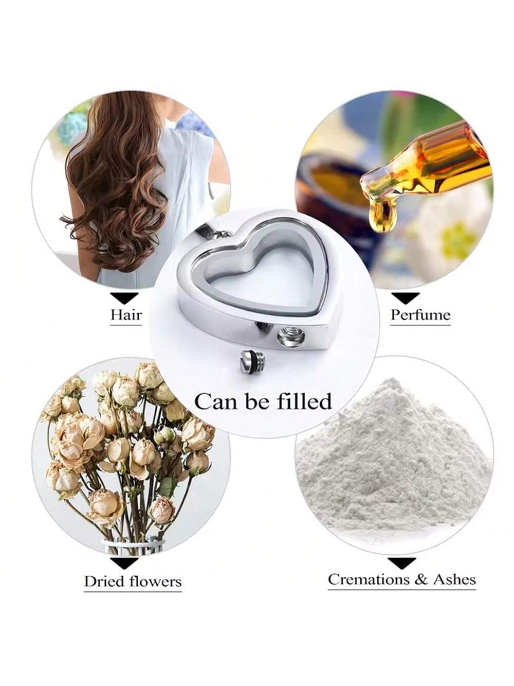 Glass Cremation Jewelry Necklace For Ashes Heart Memorial Lockets For Ashes Stainless Steel Keepsake Urn Ashes Pendants Valentine's Day Gift