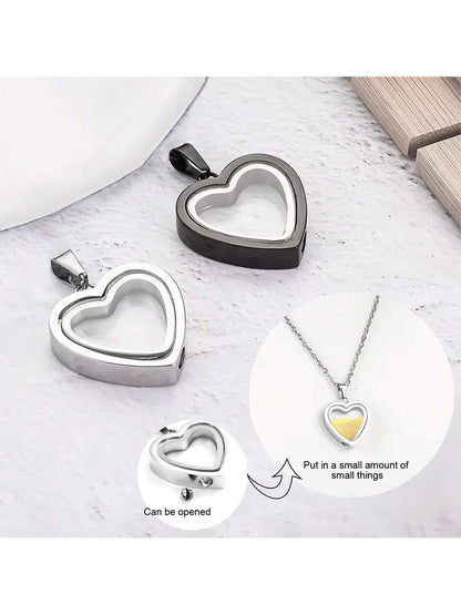 Glass Cremation Jewelry Necklace For Ashes Heart Memorial Lockets For Ashes Stainless Steel Keepsake Urn Ashes Pendants Valentine's Day Gift