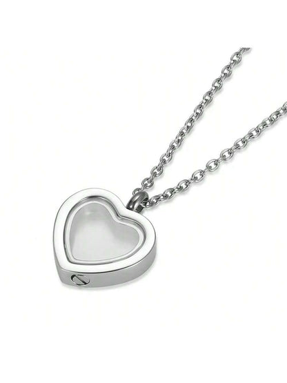 Glass Cremation Jewelry Necklace For Ashes Heart Memorial Lockets For Ashes Stainless Steel Keepsake Urn Ashes Pendants Valentine's Day Gift