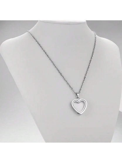 Glass Cremation Jewelry Necklace For Ashes Heart Memorial Lockets For Ashes Stainless Steel Keepsake Urn Ashes Pendants Valentine's Day Gift