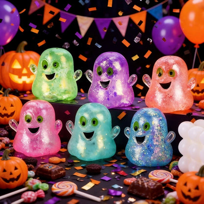Glitter Ghost Squishy, Slow Rebound Halloween Stress Relief Finger Toy, Cute Japanese Style Ghost Squeeze Toy, Kids Party Favor Halloween