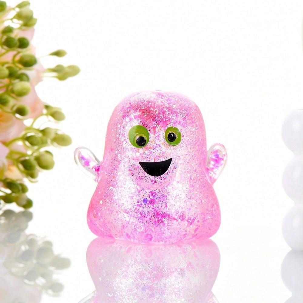 Glitter Ghost Squishy, Slow Rebound Halloween Stress Relief Finger Toy, Cute Japanese Style Ghost Squeeze Toy, Kids Party Favor Halloween