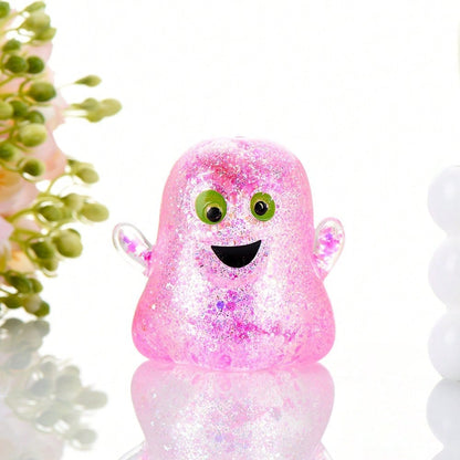 Glitter Ghost Squishy, Slow Rebound Halloween Stress Relief Finger Toy, Cute Japanese Style Ghost Squeeze Toy, Kids Party Favor Halloween