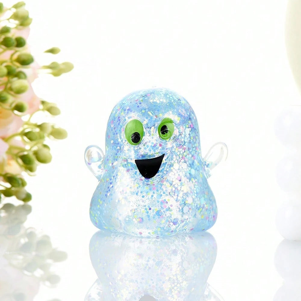 Glitter Ghost Squishy, Slow Rebound Halloween Stress Relief Finger Toy, Cute Japanese Style Ghost Squeeze Toy, Kids Party Favor Halloween