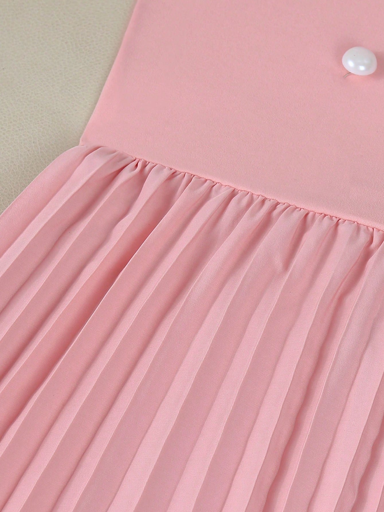 GlowEve Women's Square Neck Sleeveless Bodycon Pearl Button Decor Pleated Hem Dress,Soft Pink,Summer,Elegant,Wedding Ninang,Party Vacation Graduation Outfit