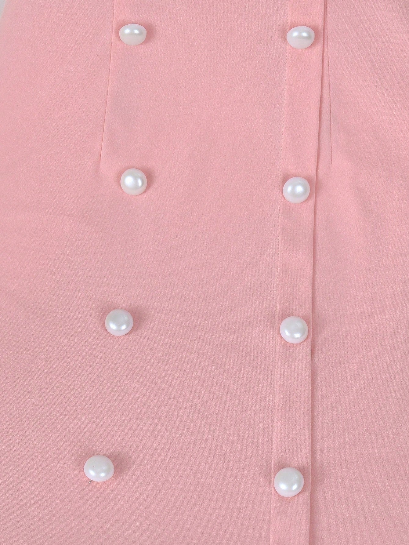 GlowEve Women's Square Neck Sleeveless Bodycon Pearl Button Decor Pleated Hem Dress,Soft Pink,Summer,Elegant,Wedding Ninang,Party Vacation Graduation Outfit