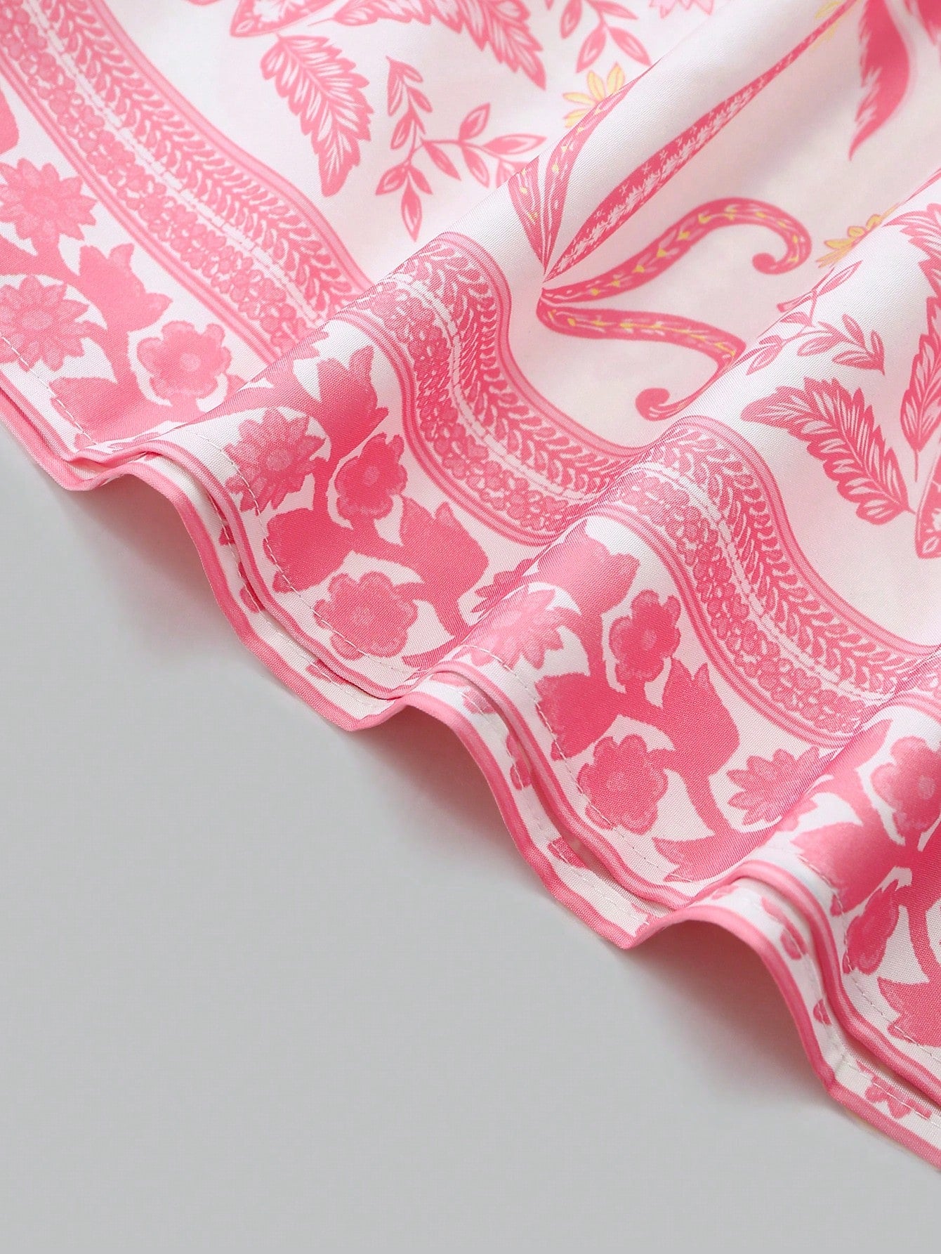 GlowEve Women's White And Pink Printed Spaghetti Strap Tie Waist A-Line Dress,Summer Boho Holiday Picnic Holiday Elegant French Retro Long Slip Dress