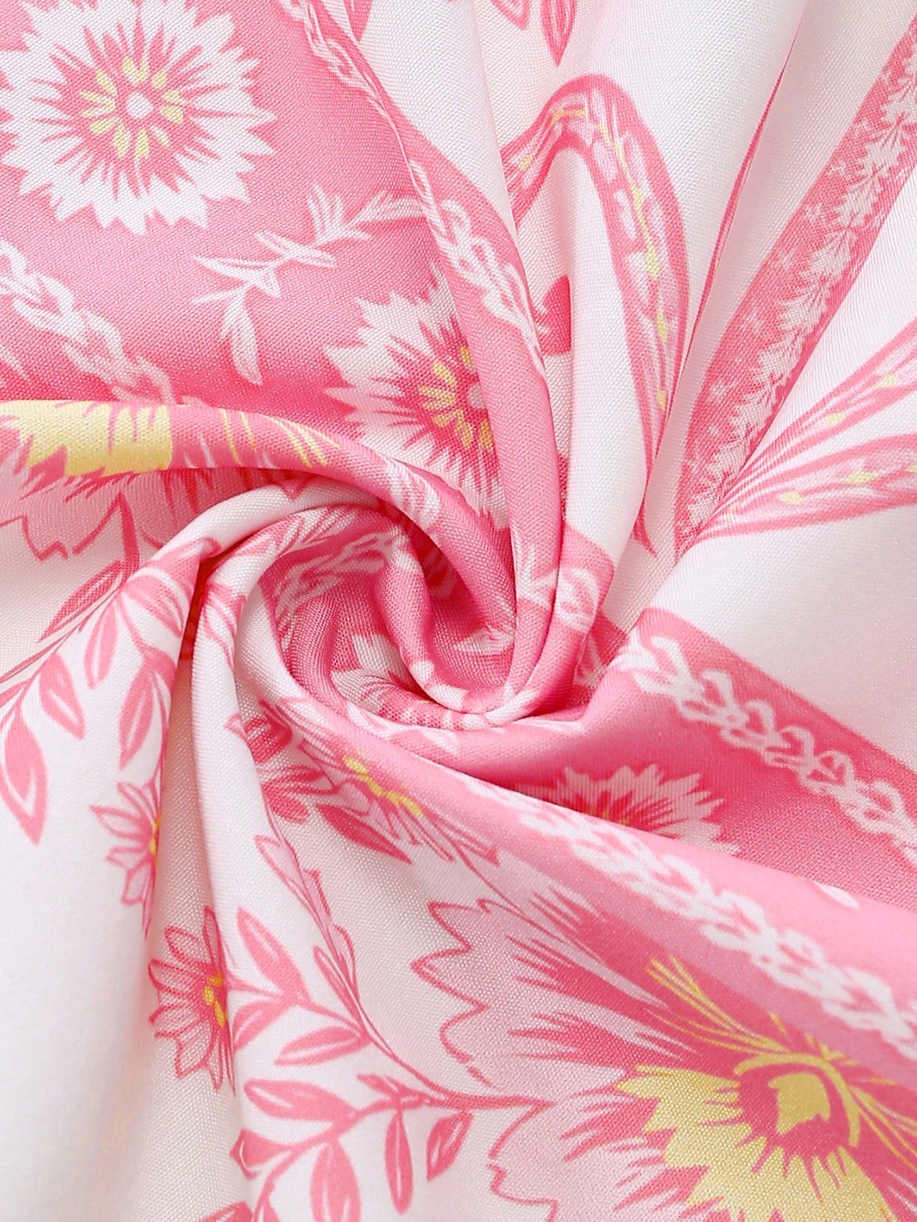 GlowEve Women's White And Pink Printed Spaghetti Strap Tie Waist A-Line Dress,Summer Boho Holiday Picnic Holiday Elegant French Retro Long Slip Dress