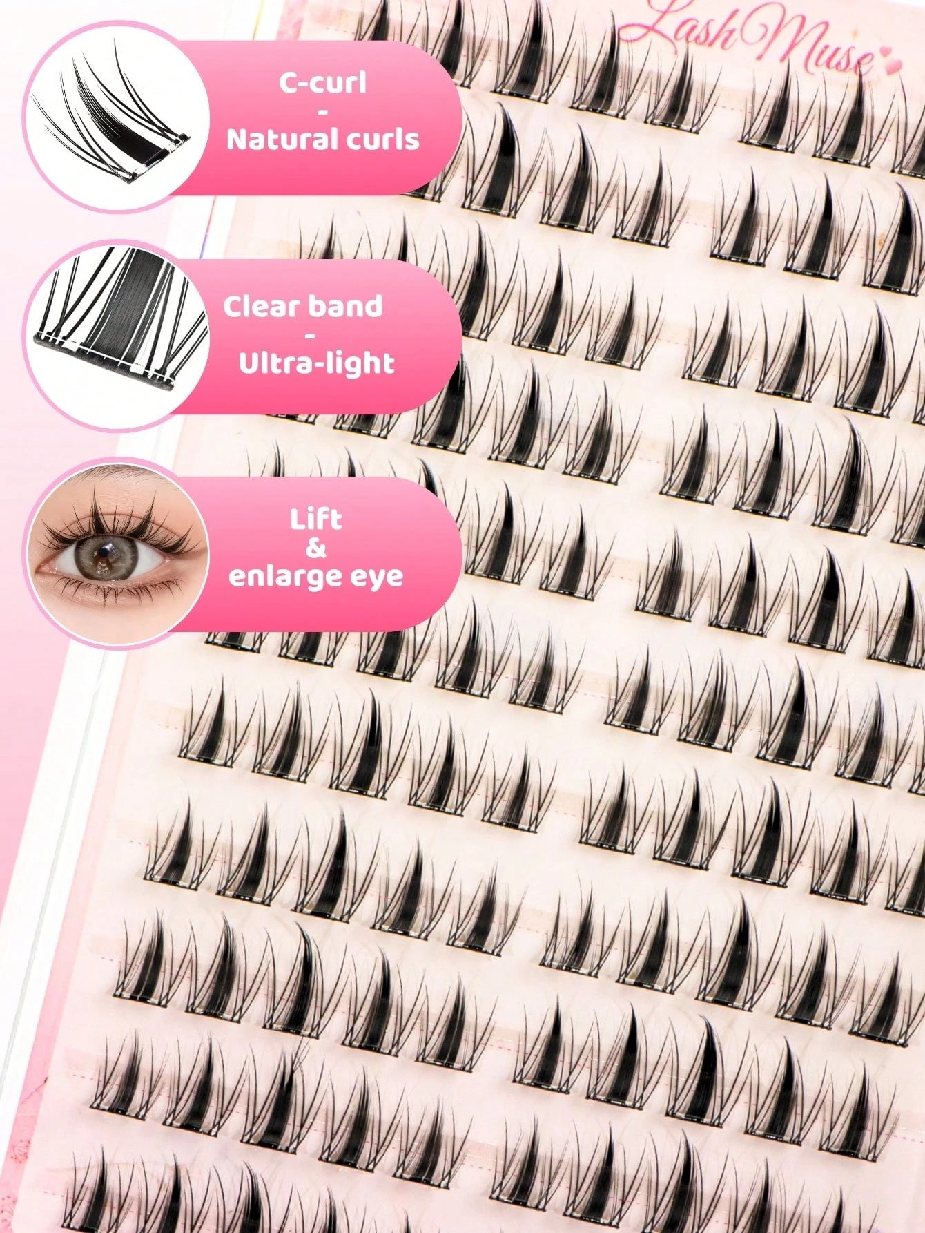 Glue-Free Little Rabbit False Eyelash Clusters- 110 Clusters Independent Segmented Design, 12MM Natural Fixed Length, C-Curl Lightweight And Airy, Self-Adhesive Base, No Extra Glue Needed For Quick A