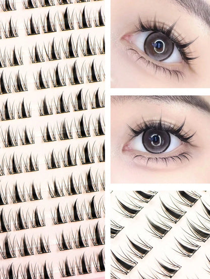 Glue-Free Little Rabbit False Eyelash Clusters- 110 Clusters Independent Segmented Design, 12MM Natural Fixed Length, C-Curl Lightweight And Airy, Self-Adhesive Base, No Extra Glue Needed For Quick A