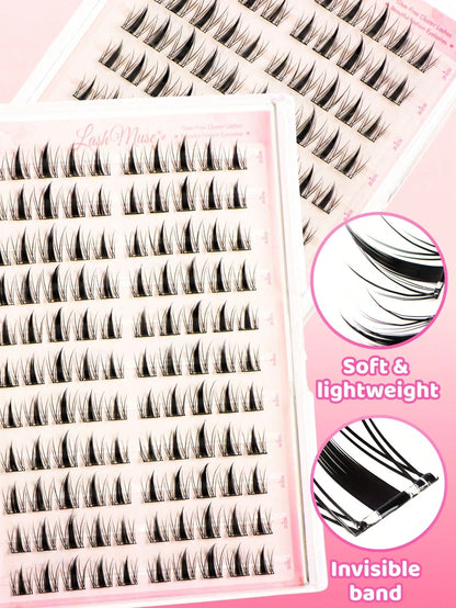 Glue-Free Little Rabbit False Eyelash Clusters- 110 Clusters Independent Segmented Design, 12MM Natural Fixed Length, C-Curl Lightweight And Airy, Self-Adhesive Base, No Extra Glue Needed For Quick A