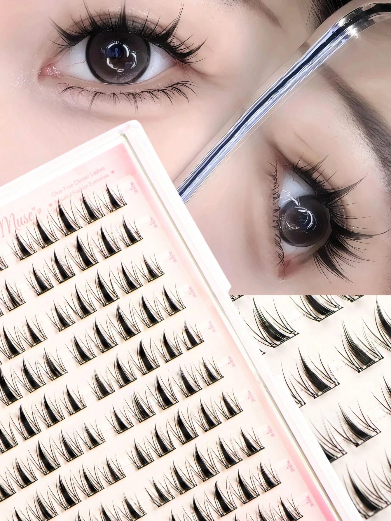 Glue-Free Little Rabbit False Eyelash Clusters- 110 Clusters Independent Segmented Design, 12MM Natural Fixed Length, C-Curl Lightweight And Airy, Self-Adhesive Base, No Extra Glue Needed For Quick A