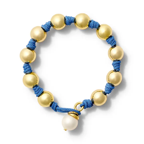 Gold Ball + Pearl Knotting Bracelet