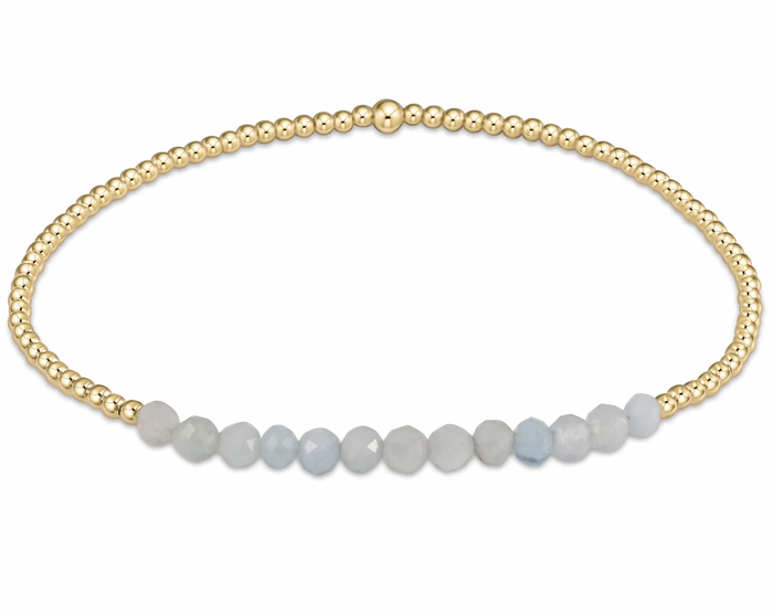 Gold Bliss 2mm Bead Bracelet Aquamarine