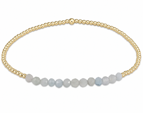 Gold Bliss 2mm Bead Bracelet Aquamarine