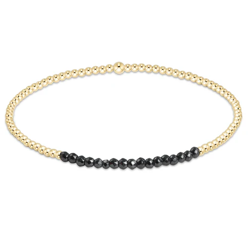 Gold Bliss 2mm Beaded Bracelet- Faceted Hematite