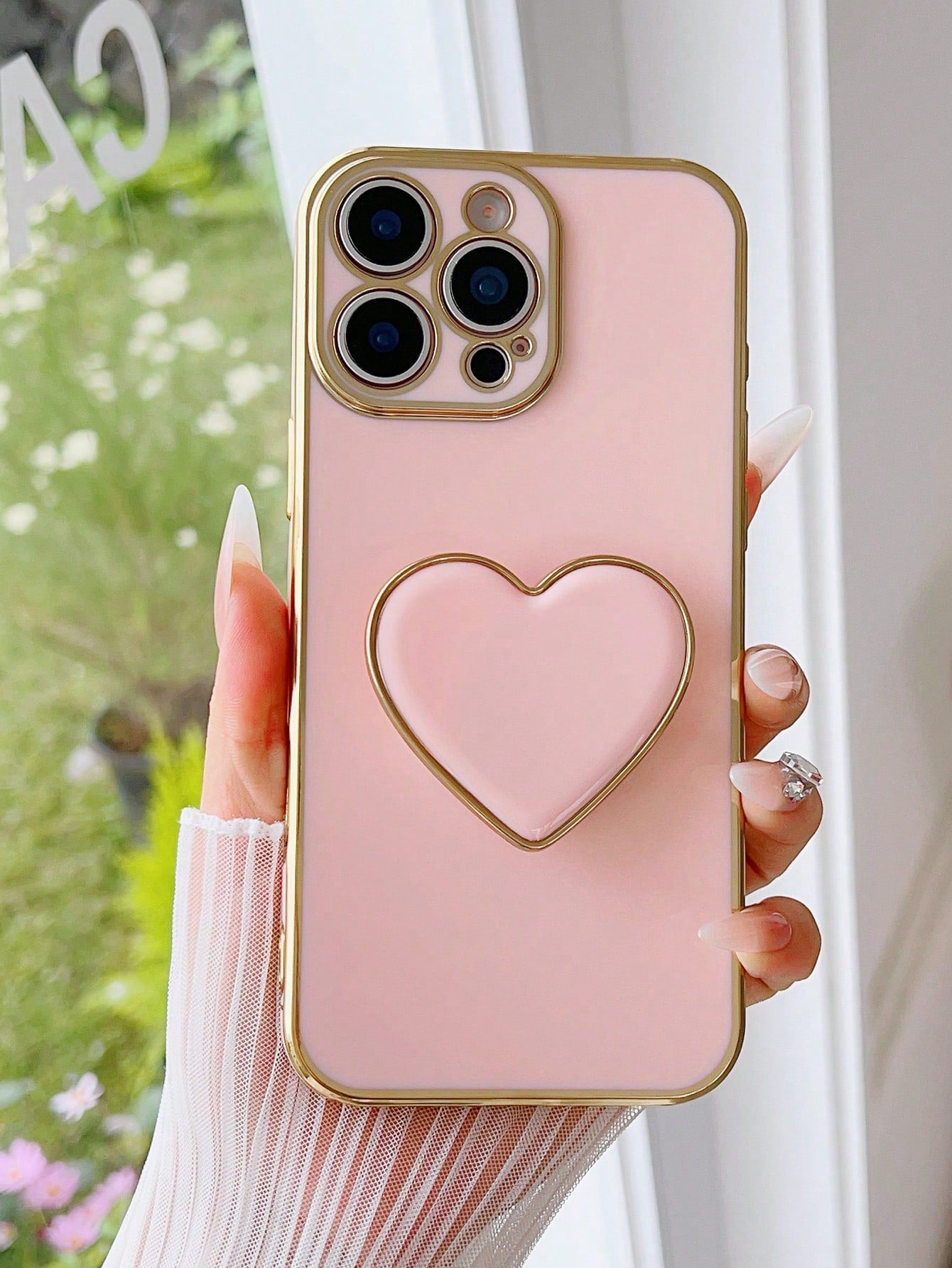 Gold-Plated Heart-Shaped Stand And Gold-Plated Phone Case, Compatible With IPhone 17/16e/15/14/13/12/11/XS/XR/X/7/8 Plus/Pro Max, Galaxy S25/S24U/S23/A55/A54/A35/A25/A17/A07/A16/A06, Electroplated Pro