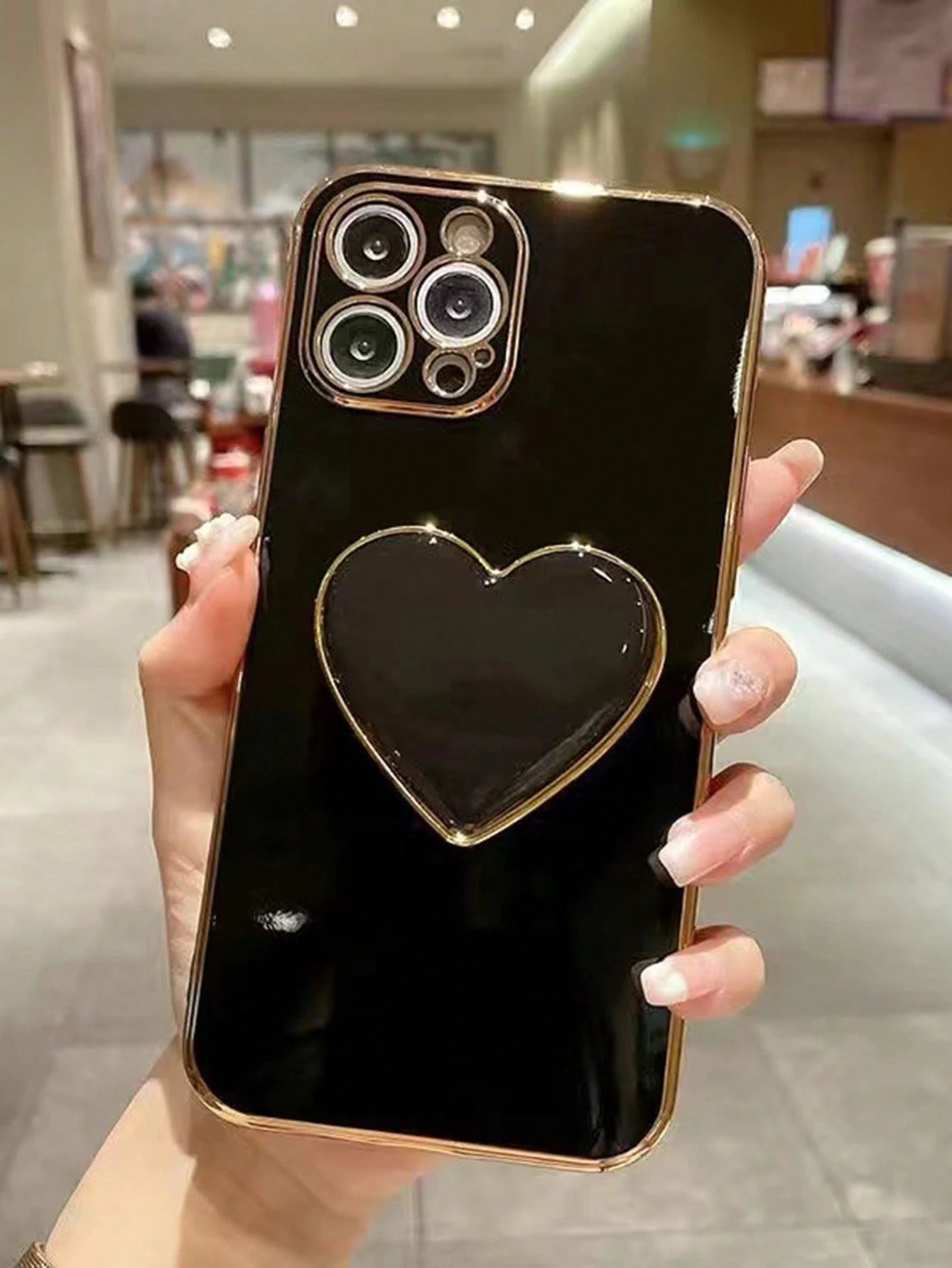 Gold-Plated Heart-Shaped Stand And Gold-Plated Phone Case, Compatible With IPhone 17/16e/15/14/13/12/11/XS/XR/X/7/8 Plus/Pro Max, Galaxy S25/S24U/S23/A55/A54/A35/A25/A17/A07/A16/A06, Electroplated Pro