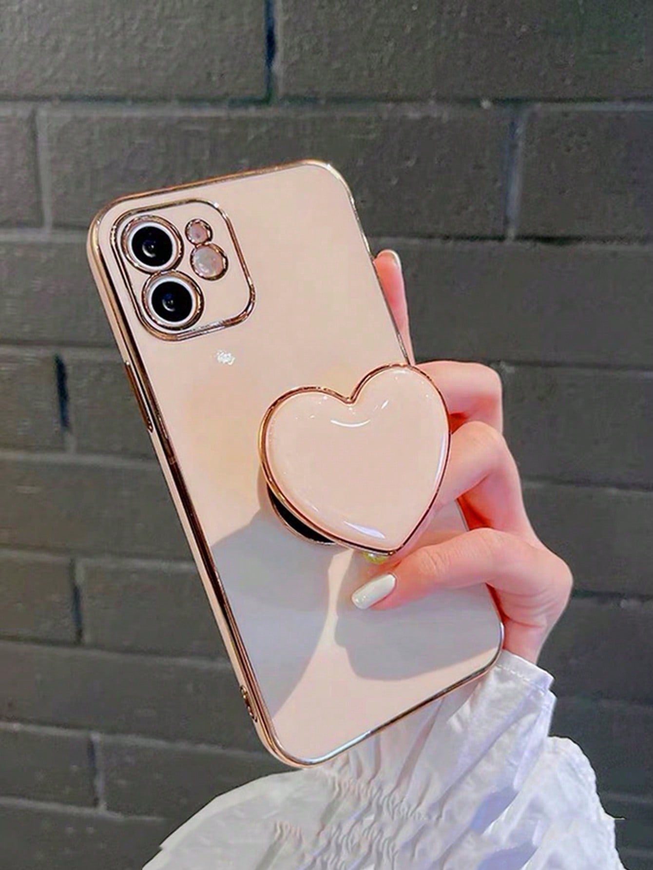Gold-Plated Heart-Shaped Stand And Gold-Plated Phone Case, Compatible With IPhone 17/16e/15/14/13/12/11/XS/XR/X/7/8 Plus/Pro Max, Galaxy S25/S24U/S23/A55/A54/A35/A25/A17/A07/A16/A06, Electroplated Pro