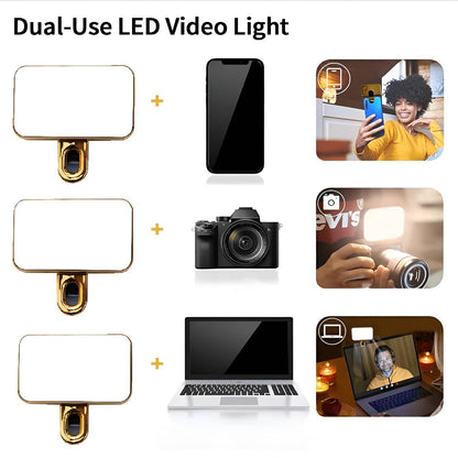 Gold Portable Rechargeable LED Ring Light, 3 Lighting Modes, USB & Battery Powered, Compatible With IPhone 15/14/13/12/11 Pro Xs, A72/A71/A52/A51, For Phones, Cameras, Videos, Zoom Calls, High Power
