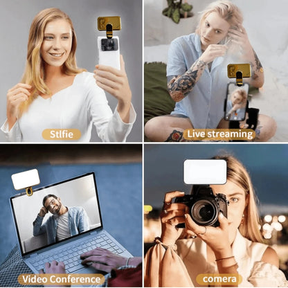 Gold Portable Rechargeable LED Ring Light, 3 Lighting Modes, USB & Battery Powered, Compatible With IPhone 15/14/13/12/11 Pro Xs, A72/A71/A52/A51, For Phones, Cameras, Videos, Zoom Calls, High Power