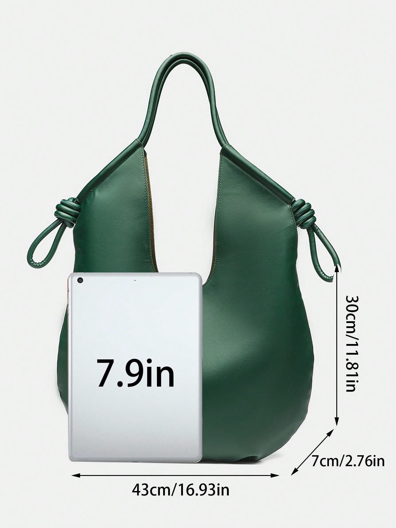 Green PU Leather Korean-French Casual Minimalist Style Large Capacity Handbag, Vintage Slouchy Drawstring Shoulder Bag, Multi-Functional Premium Commuter Pleated Shopping Tote, Suitable For Girls, Stu