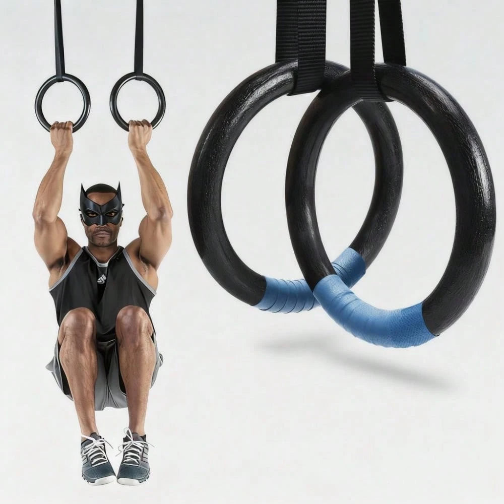 Gymnastic Rings 1200lbs Capacity With 16.4ft Adjustable Buckle Straps Pull Up Exercise Rings Non-Slip Rings For Home Gym Full Body Workout