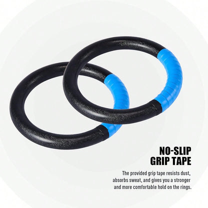Gymnastic Rings 1200lbs Capacity With 16.4ft Adjustable Buckle Straps Pull Up Exercise Rings Non-Slip Rings For Home Gym Full Body Workout