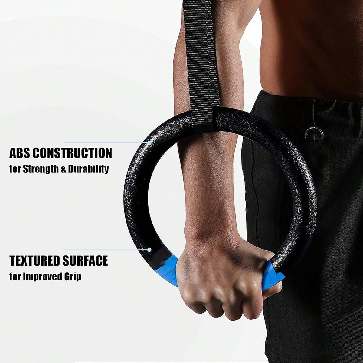 Gymnastic Rings 1200lbs Capacity With 16.4ft Adjustable Buckle Straps Pull Up Exercise Rings Non-Slip Rings For Home Gym Full Body Workout