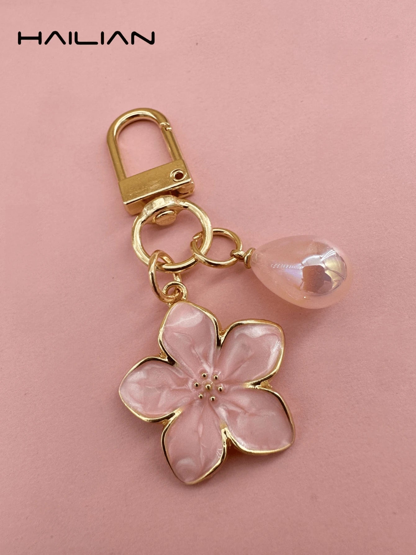 HAILIAN 1pc Alloy Material Sakura Flower Keyring, Lightweight And Ethereal Sakura Design With Multicolor Pearls, Suitable For Women As Daily Handbag, Travel, Beach Accessory, Couple Birthday, Holiday