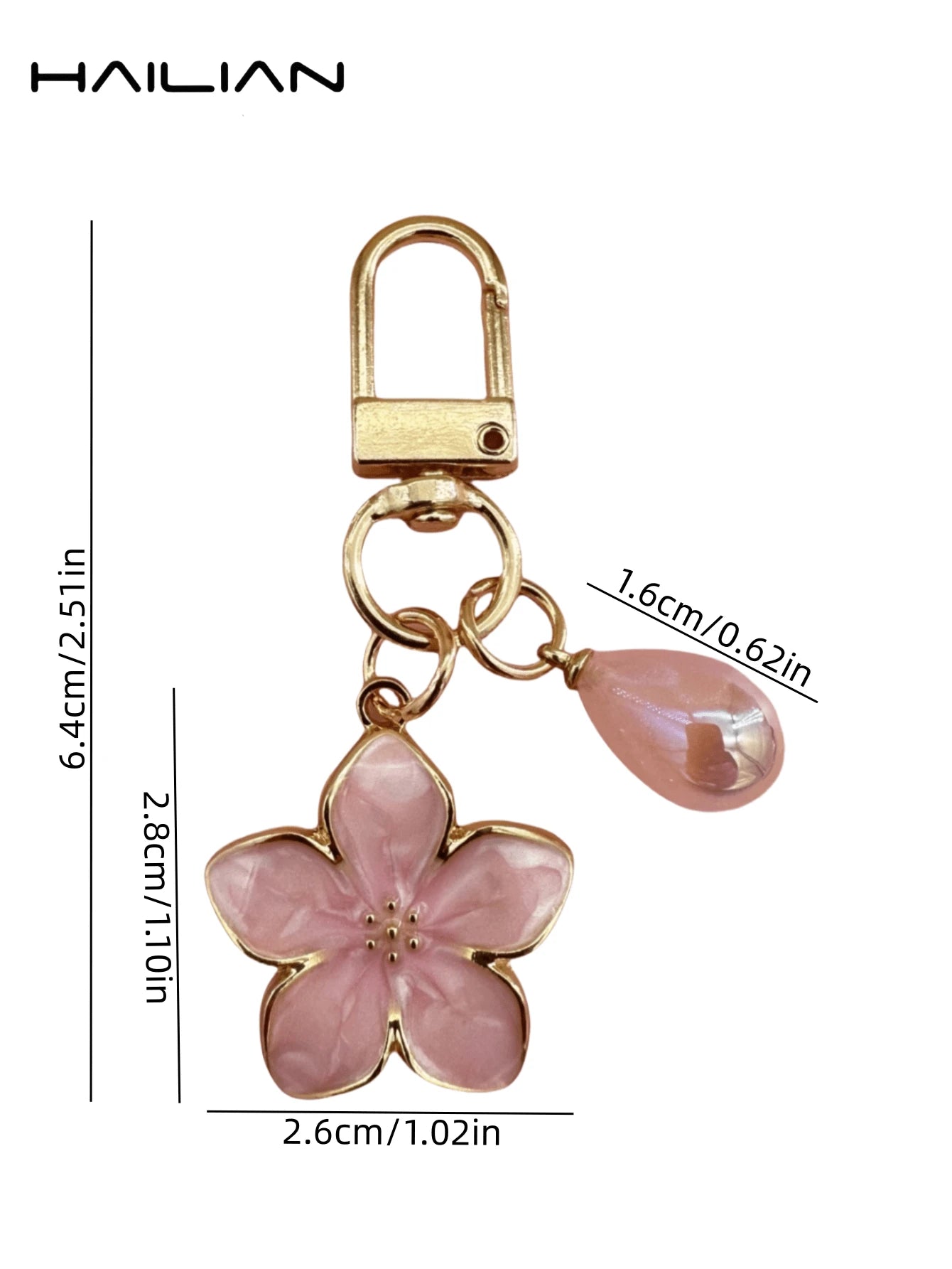 HAILIAN 1pc Alloy Material Sakura Flower Keyring, Lightweight And Ethereal Sakura Design With Multicolor Pearls, Suitable For Women As Daily Handbag, Travel, Beach Accessory, Couple Birthday, Holiday