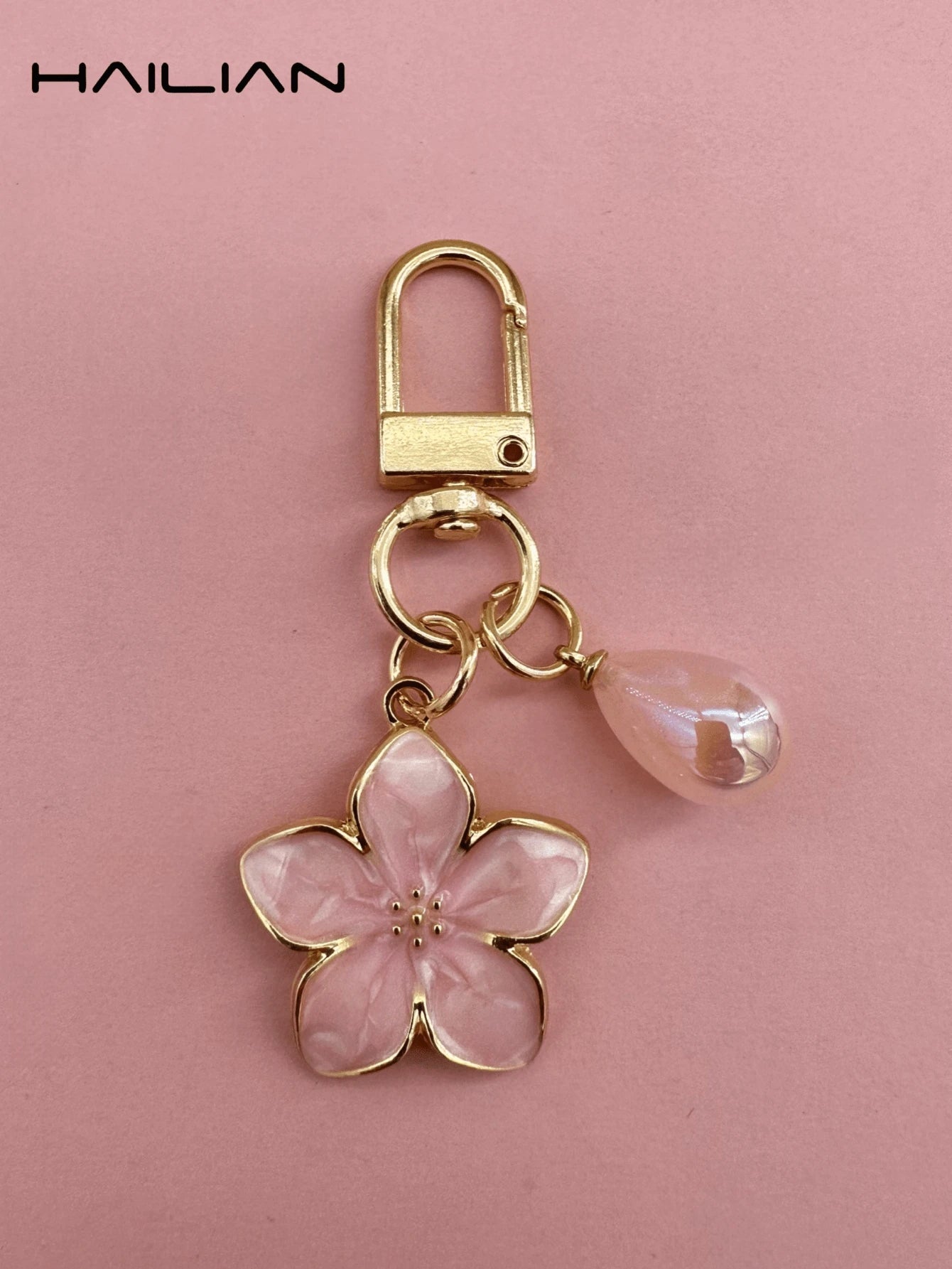HAILIAN 1pc Alloy Material Sakura Flower Keyring, Lightweight And Ethereal Sakura Design With Multicolor Pearls, Suitable For Women As Daily Handbag, Travel, Beach Accessory, Couple Birthday, Holiday