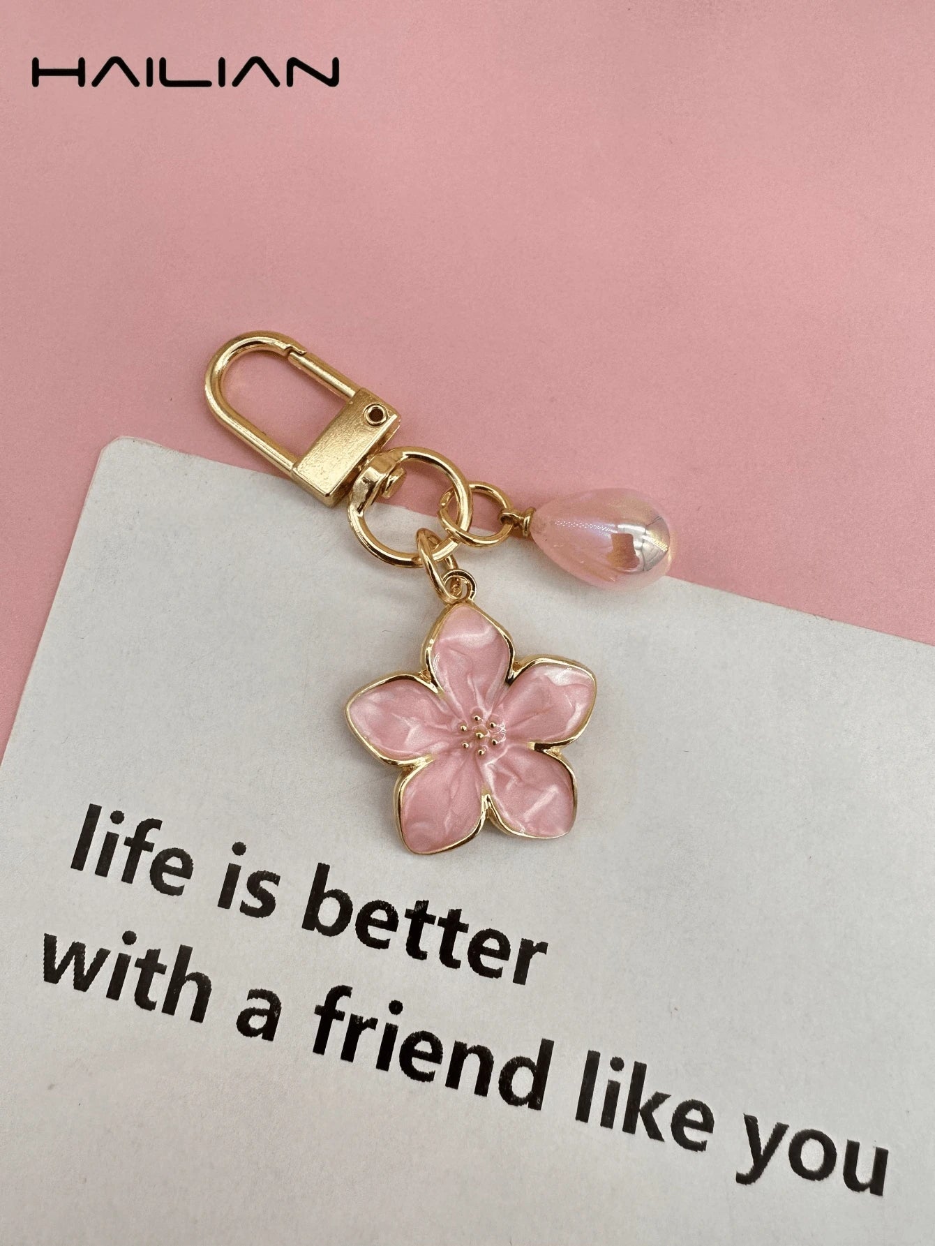 HAILIAN 1pc Alloy Material Sakura Flower Keyring, Lightweight And Ethereal Sakura Design With Multicolor Pearls, Suitable For Women As Daily Handbag, Travel, Beach Accessory, Couple Birthday, Holiday