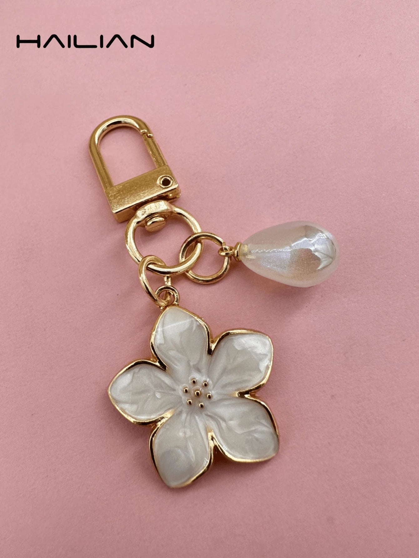 HAILIAN 1pc Alloy Material Sakura Flower Keyring, Lightweight And Ethereal Sakura Design With Multicolor Pearls, Suitable For Women As Daily Handbag, Travel, Beach Accessory, Couple Birthday, Holiday