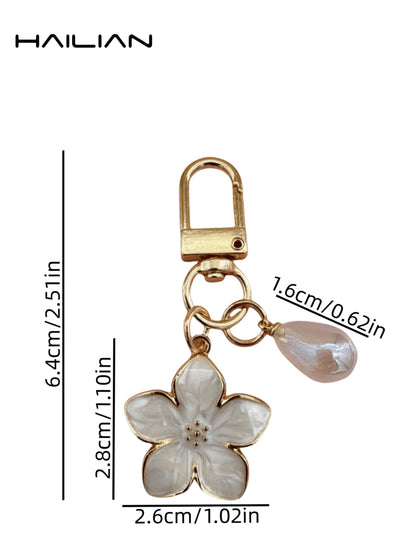 HAILIAN 1pc Alloy Material Sakura Flower Keyring, Lightweight And Ethereal Sakura Design With Multicolor Pearls, Suitable For Women As Daily Handbag, Travel, Beach Accessory, Couple Birthday, Holiday