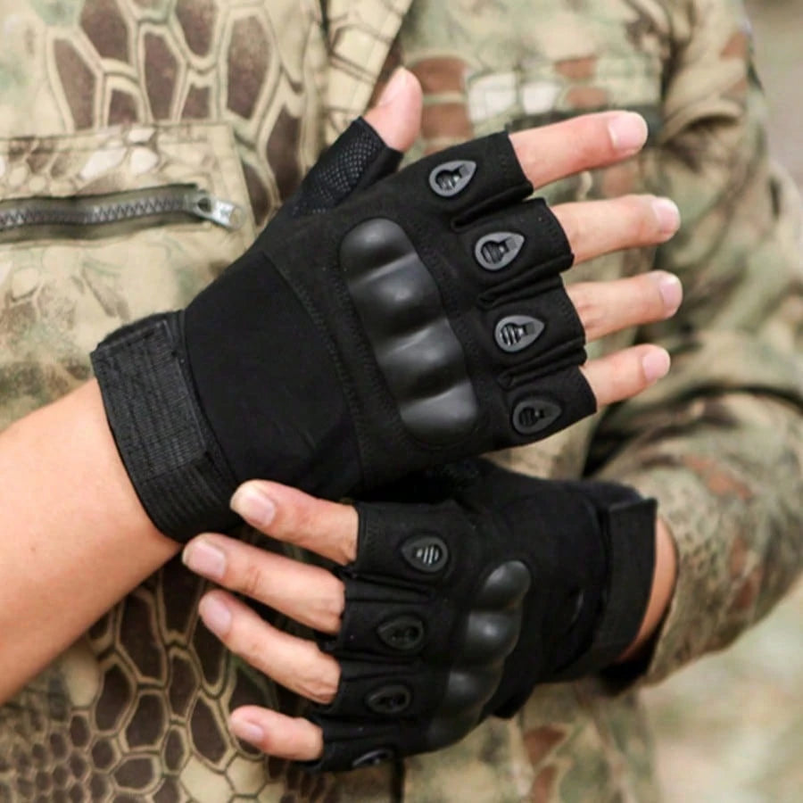 Half-Finger Shell Motorcycle Riding Gloves, Anti-Slip Breathable Protective Outdoor Sports Gloves, Suitable For Cycling, Driving, Climbing, Fitness
